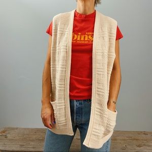 SOLD—Vintage Cream knit chore vest, by Milrank.